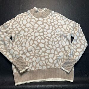 Vineyard Vines Merino Wool Cashmere Blend Sweater Pebble Print Women M Mockneck